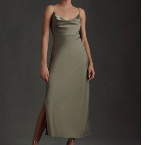 BHLDN Dresses & Skirts - BHLDN Cowl Neck Dress- “Cali Satin Charmeuse Midi Dress”
